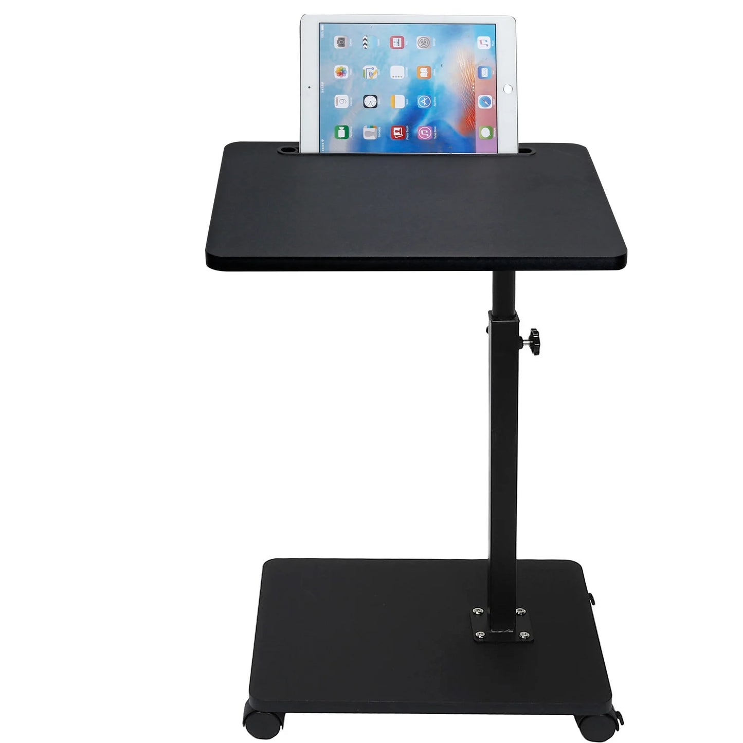 C Shaped Side Table – Mobile Coffee Table With Wheels | Adjustable Height Wooden Storage - ZOOMNSTORE