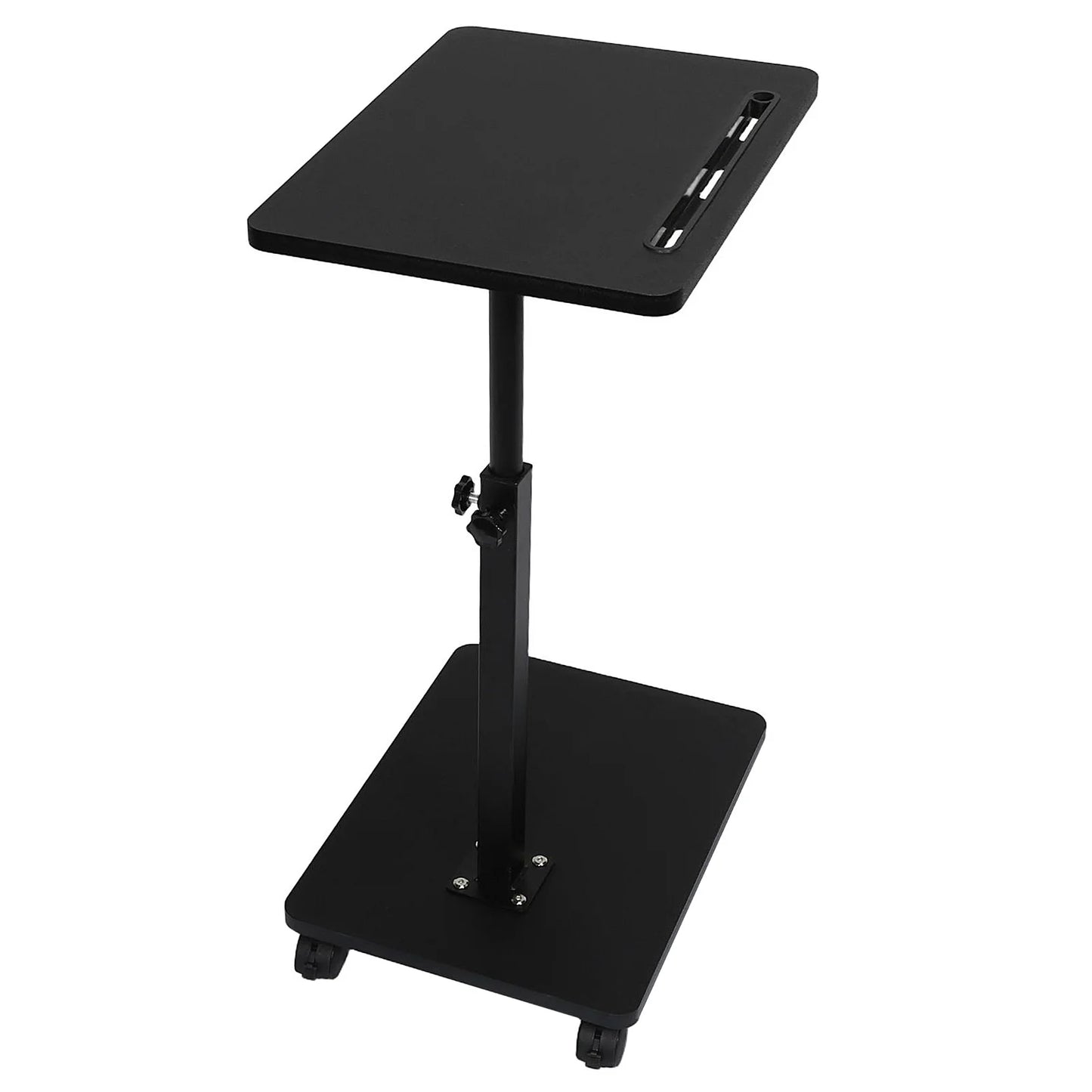 C Shaped Side Table – Mobile Coffee Table With Wheels | Adjustable Height Wooden Storage - ZOOMNSTORE