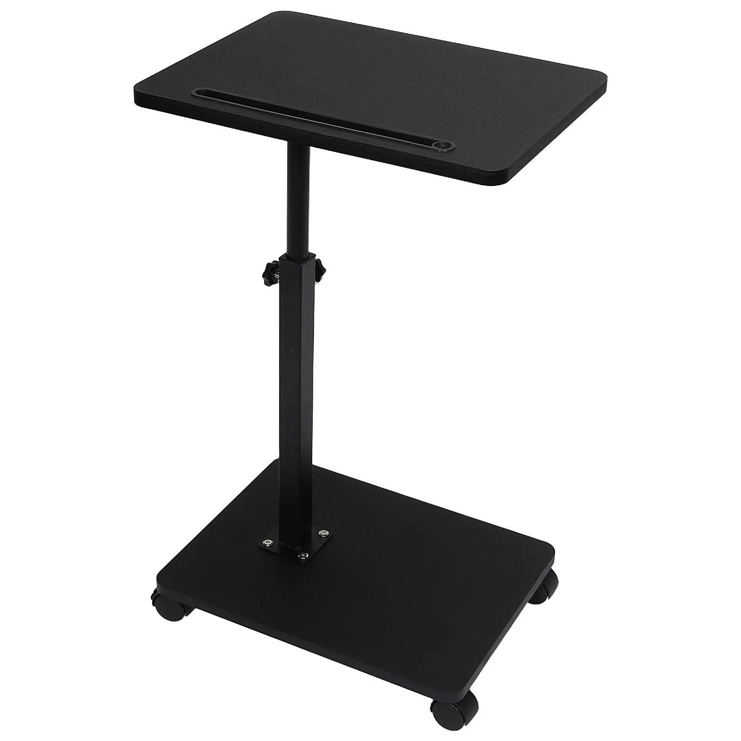 C Shaped Side Table – Mobile Coffee Table With Wheels | Adjustable Height Wooden Storage - ZOOMNSTORE