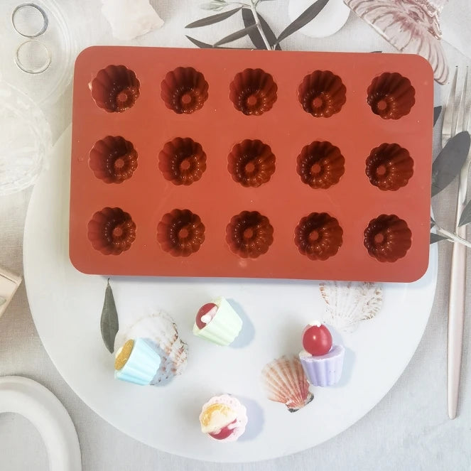 Canele Silicone Mold - 15 Cavity Nonstick Baking Tray | Flexible Cupcake Pan - ZOOMNSTORE