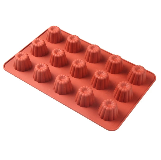 Canele Silicone Mold - 15 Cavity Nonstick Baking Tray | Flexible Cupcake Pan - ZOOMNSTORE