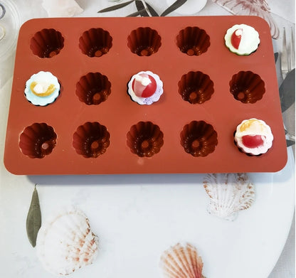 Canele Silicone Mold - 15 Cavity Nonstick Baking Tray | Flexible Cupcake Pan - ZOOMNSTORE