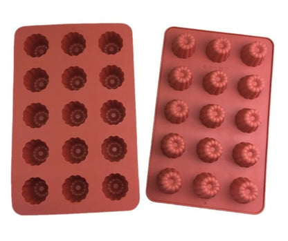 Canele Silicone Mold - 15 Cavity Nonstick Baking Tray | Flexible Cupcake Pan - ZOOMNSTORE