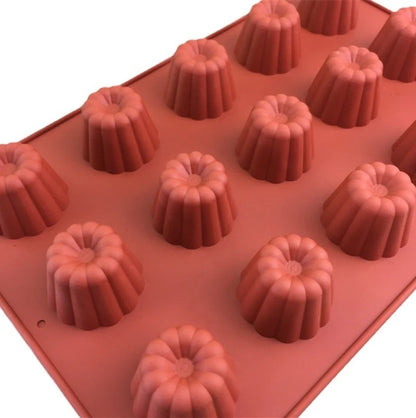Canele Silicone Mold - 15 Cavity Nonstick Baking Tray | Flexible Cupcake Pan - ZOOMNSTORE