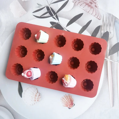 Canele Silicone Mold - 15 Cavity Nonstick Baking Tray | Flexible Cupcake Pan - ZOOMNSTORE