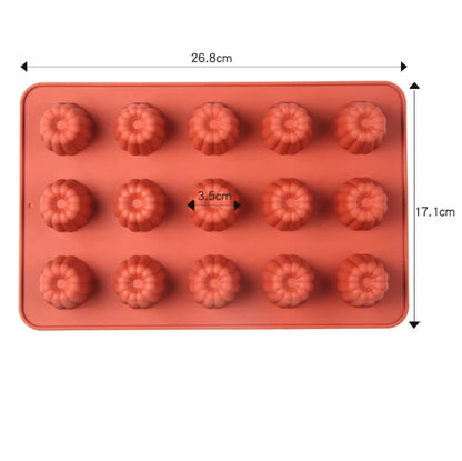 Canele Silicone Mold - 15 Cavity Nonstick Baking Tray | Flexible Cupcake Pan - ZOOMNSTORE