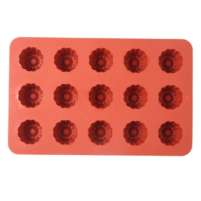 Canele Silicone Mold - 15 Cavity Nonstick Baking Tray | Flexible Cupcake Pan - ZOOMNSTORE