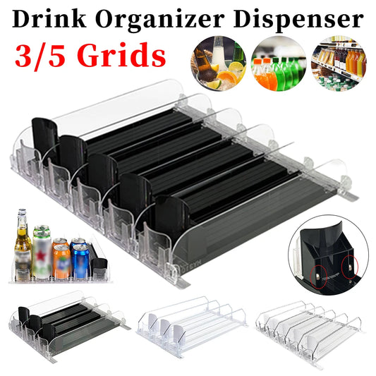 Canned Beverage Organizer - Adjustable Spring Push Rack for Fridge Storage - ZOOMNSTORE