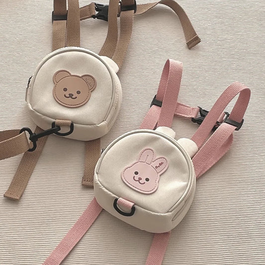 Canvas Baby Backpack - Kindergarten School Bag for Kids Anti-Lost Design Bear  Bunny Theme - ZOOMNSTORE
