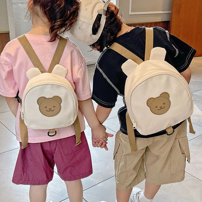 Canvas Baby Backpack - Kindergarten School Bag for Kids Anti-Lost Design Bear  Bunny Theme - ZOOMNSTORE