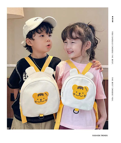 Canvas Baby Backpack - Kindergarten School Bag for Kids Anti-Lost Design Bear  Bunny Theme - ZOOMNSTORE