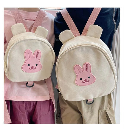 Canvas Baby Backpack - Kindergarten School Bag for Kids Anti-Lost Design Bear  Bunny Theme - ZOOMNSTORE