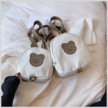 Canvas Baby Backpack - Kindergarten School Bag for Kids Anti-Lost Design Bear  Bunny Theme - ZOOMNSTORE