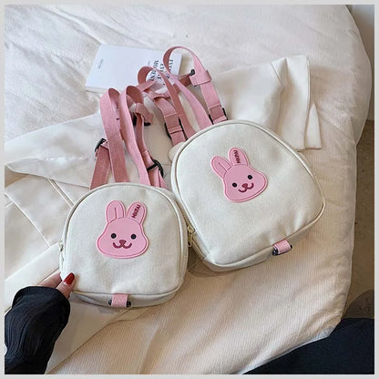 Canvas Baby Backpack - Kindergarten School Bag for Kids Anti-Lost Design Bear  Bunny Theme - ZOOMNSTORE