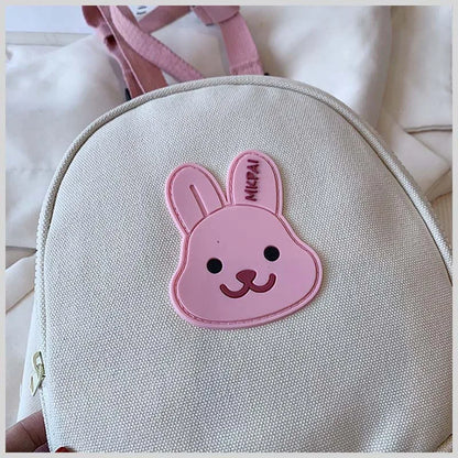 Canvas Baby Backpack - Kindergarten School Bag for Kids Anti-Lost Design Bear  Bunny Theme - ZOOMNSTORE