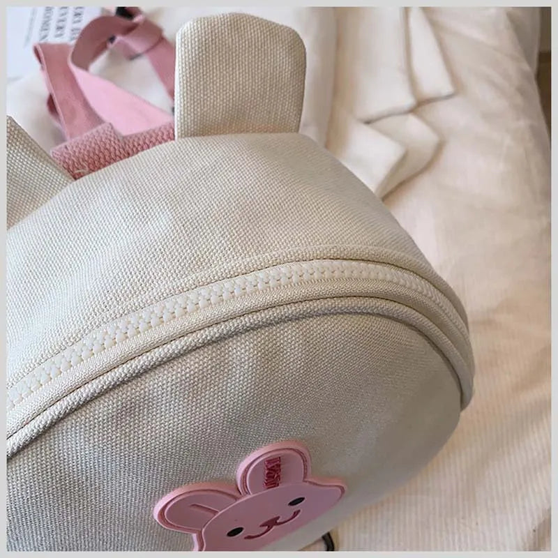 Canvas Baby Backpack - Kindergarten School Bag for Kids Anti-Lost Design Bear  Bunny Theme - ZOOMNSTORE