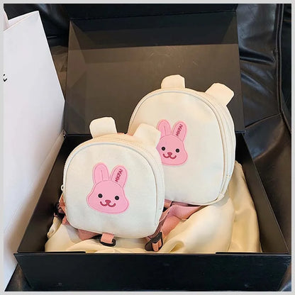 Canvas Baby Backpack - Kindergarten School Bag for Kids Anti-Lost Design Bear  Bunny Theme - ZOOMNSTORE