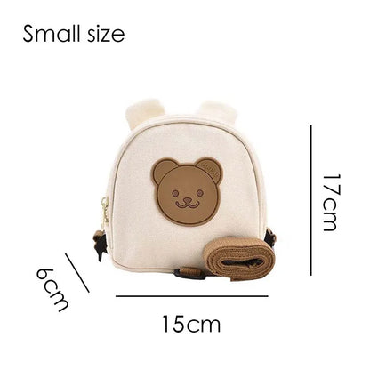 Canvas Baby Backpack - Kindergarten School Bag for Kids Anti-Lost Design Bear  Bunny Theme - ZOOMNSTORE