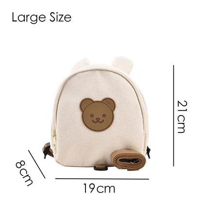 Canvas Baby Backpack - Kindergarten School Bag for Kids Anti-Lost Design Bear  Bunny Theme - ZOOMNSTORE