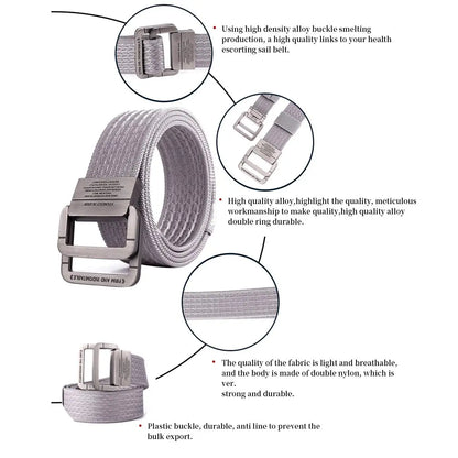 Canvas Belt Unisex - Double Ring Tactical Strap With Metal Buckle for Jeans - ZOOMNSTORE