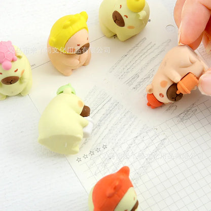 4PCS Cute Capybara 3D Erasers Funny Cartoon Creative Animal Erasers Stationary Gifts Mini School Office Supplies for school - ZOOMNSTORE