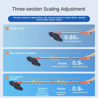 Telescopic Car Cleaning Mop - Chenille Double Brush Head for Roof  Window - ZOOMNSTORE