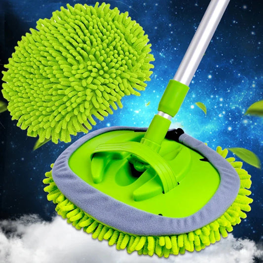 Telescoping Car Cleaning Brush - 2-in-1 Wash Duster with Chenille Mop - ZOOMNSTORE