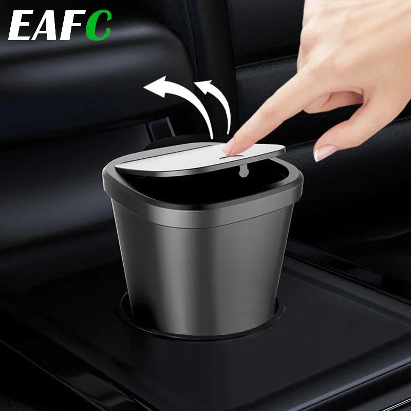 Car Garbage Bin - Large Capacity Auto Trash Can With Click Open Cover - ZOOMNSTORE