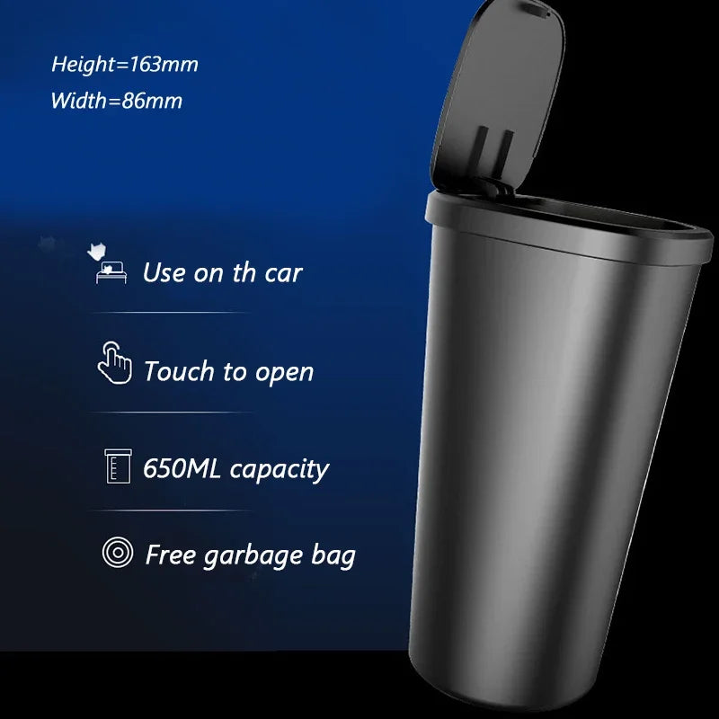 Car Garbage Bin - Large Capacity Auto Trash Can With Click Open Cover - ZOOMNSTORE