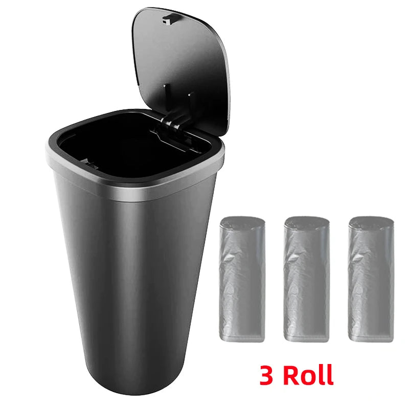 Car Garbage Bin - Large Capacity Auto Trash Can With Click Open Cover - ZOOMNSTORE