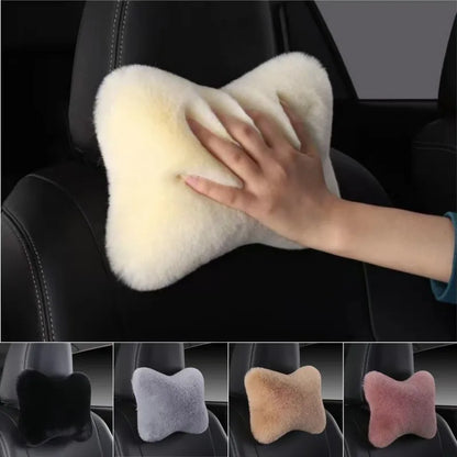 Car Headrest Pillow – Ergonomic Lumbar Support Cushion with Soft Rabbit Plush Comfort - ZOOMNSTORE