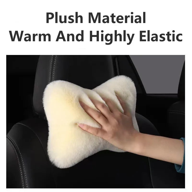 Car Headrest Pillow – Ergonomic Lumbar Support Cushion with Soft Rabbit Plush Comfort - ZOOMNSTORE