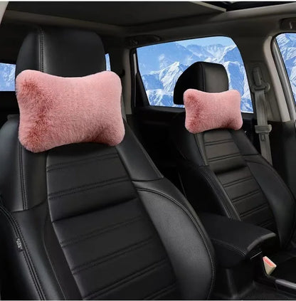 Car Headrest Pillow – Ergonomic Lumbar Support Cushion with Soft Rabbit Plush Comfort - ZOOMNSTORE