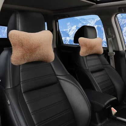 Car Headrest Pillow – Ergonomic Lumbar Support Cushion with Soft Rabbit Plush Comfort - ZOOMNSTORE