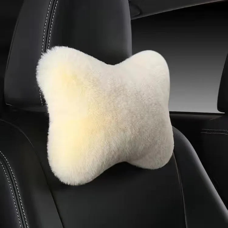 Car Headrest Pillow – Ergonomic Lumbar Support Cushion with Soft Rabbit Plush Comfort - ZOOMNSTORE