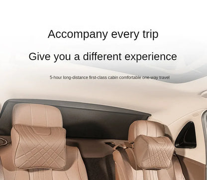 Car Headrest Pillow - Memory Foam Lumbar Support Cushion Set With Leather Cover - ZOOMNSTORE