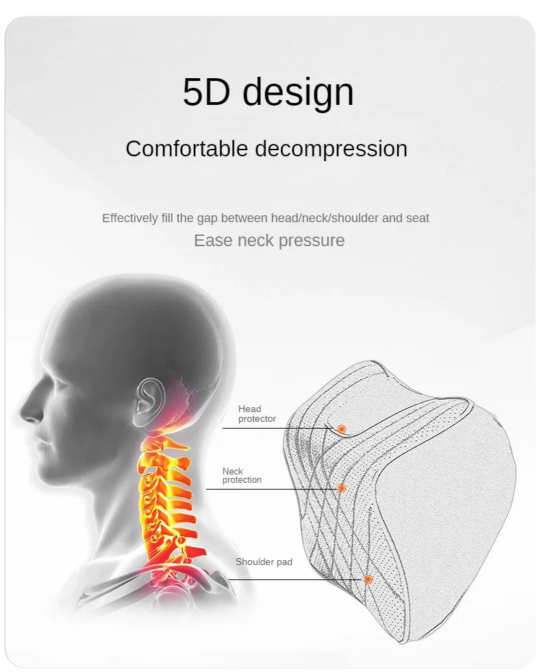 Car Headrest Pillow - Memory Foam Lumbar Support Cushion Set With Leather Cover - ZOOMNSTORE