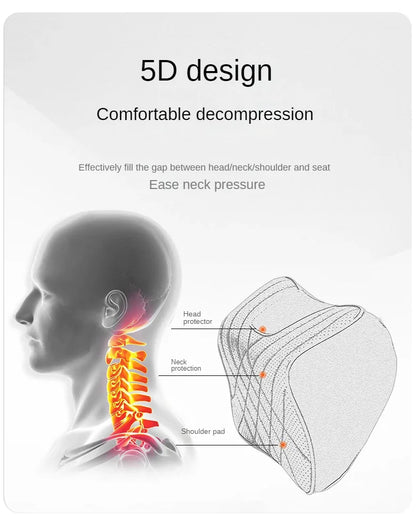 Car Headrest Pillow - Memory Foam Lumbar Support Cushion Set With Leather Cover - ZOOMNSTORE