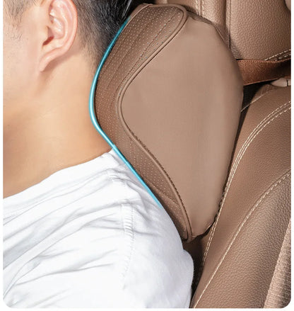 Car Headrest Pillow - Memory Foam Lumbar Support Cushion Set With Leather Cover - ZOOMNSTORE