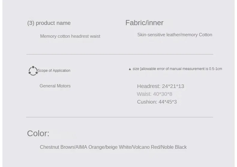 Car Headrest Pillow - Memory Foam Lumbar Support Cushion Set With Leather Cover - ZOOMNSTORE