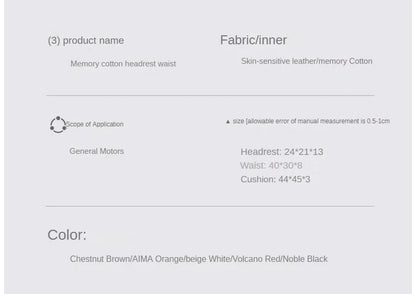 Car Headrest Pillow - Memory Foam Lumbar Support Cushion Set With Leather Cover - ZOOMNSTORE