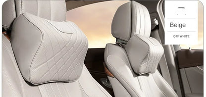 Car Headrest Pillow - Memory Foam Lumbar Support Cushion Set With Leather Cover - ZOOMNSTORE