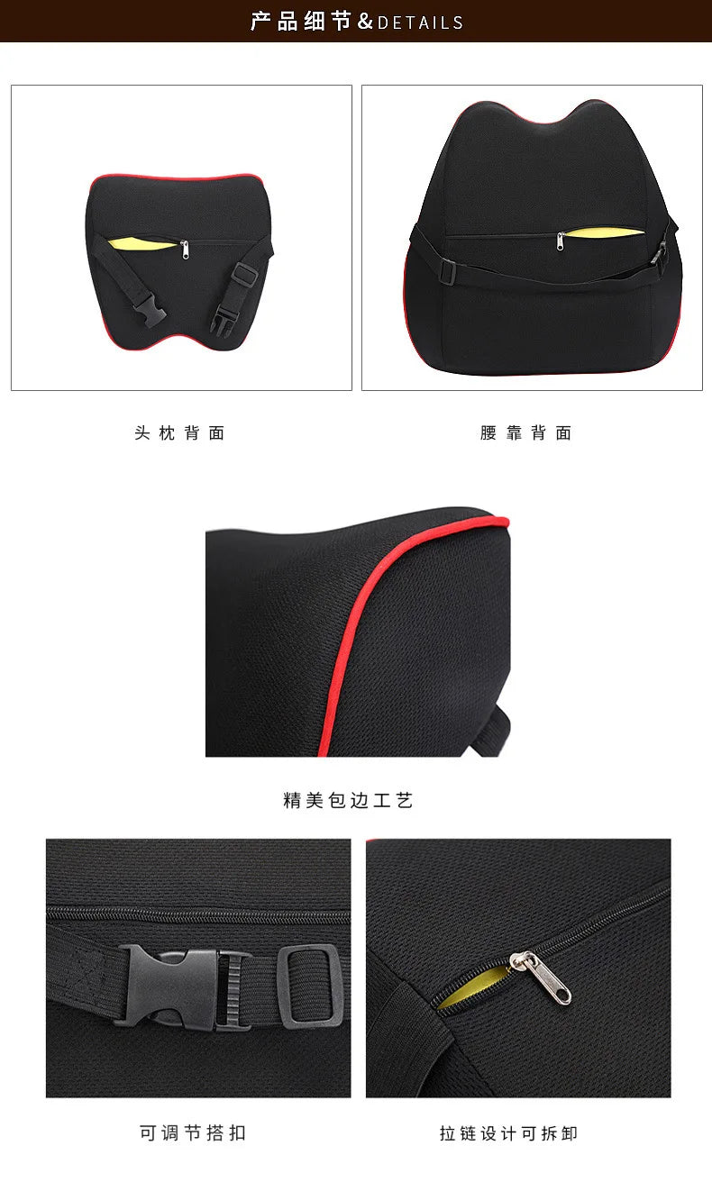 Car Neck Headrest Pillow - Adjustable Memory Foam Auto Seat Cushion Support - ZOOMNSTORE