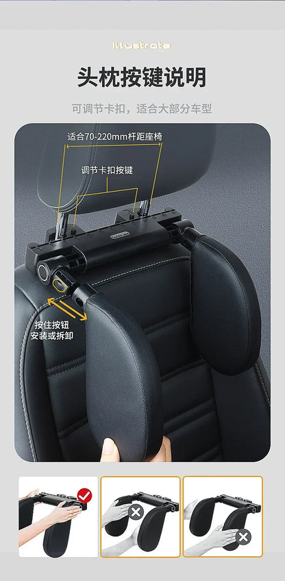 Car Neck Headrest Pillow - Adjustable Memory Foam Cushion for Cervical Spine Support - ZOOMNSTORE