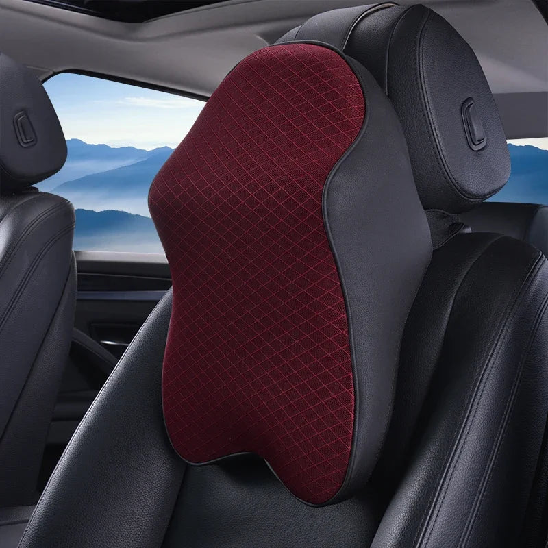 Car Neck Pillow Adjustable Headrest Cushion - Memory Foam Travel Neck Support - ZOOMNSTORE