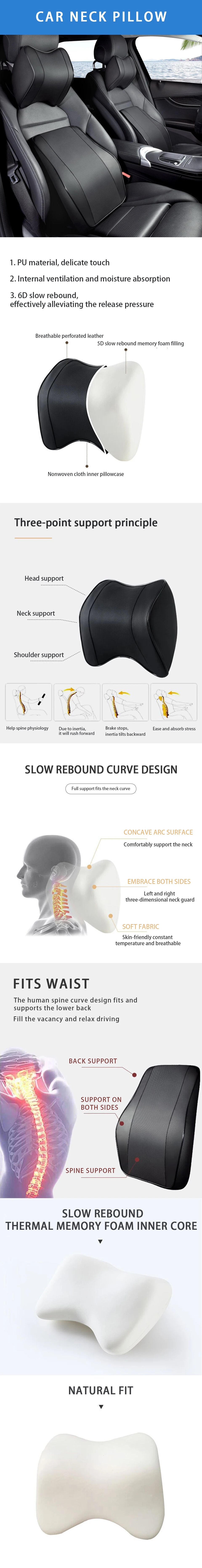 Car Neck Pillow - Breathable Memory Foam Cushion with Lumbar Support & Adjustable Neck Rest - ZOOMNSTORE