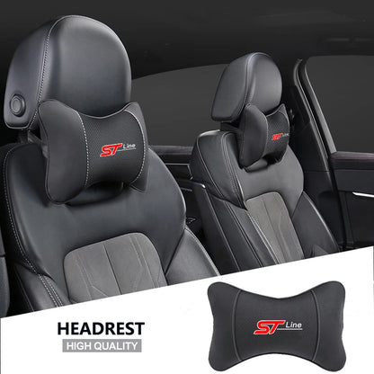 Car Neck Pillow - Ergonomic Leather Headrest Cushion for Ford Mustang & Focus - ZOOMNSTORE