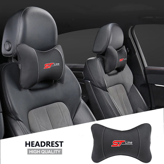 Car Neck Pillow - Ergonomic Leather Headrest Cushion for Ford Mustang & Focus - ZOOMNSTORE