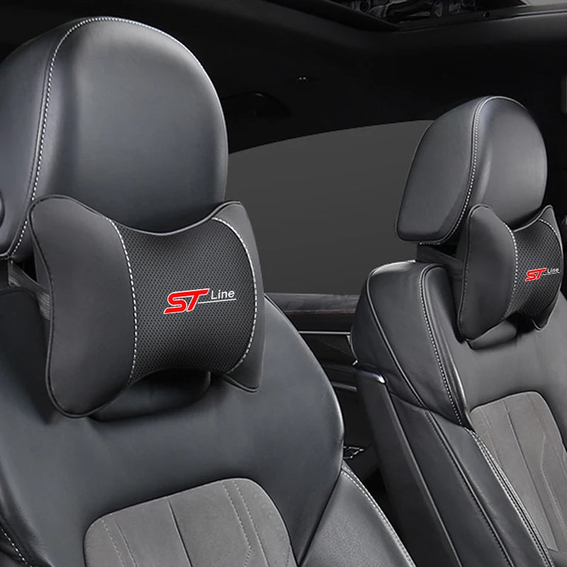 Car Neck Pillow - Ergonomic Leather Headrest Cushion for Ford Mustang & Focus - ZOOMNSTORE