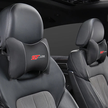Car Neck Pillow - Ergonomic Leather Headrest Cushion for Ford Mustang & Focus - ZOOMNSTORE